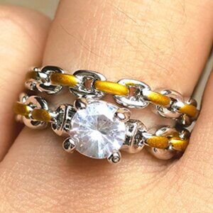 🌸 Shiny Princess Cut Diamond Lovely Wedding Couple Ring, GPMB1423